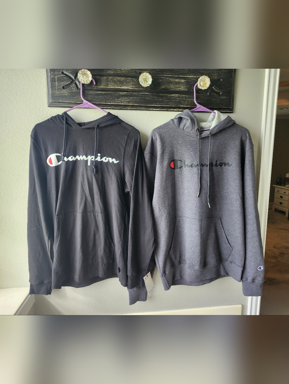 Champion Men's Zip-Up Style Hoodies in Black and Charcoal